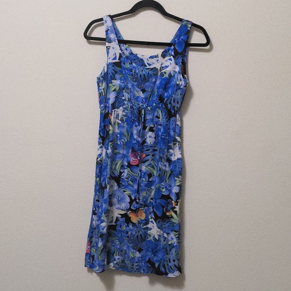 Puanani Cobalt Tropical Floral Mini Dress